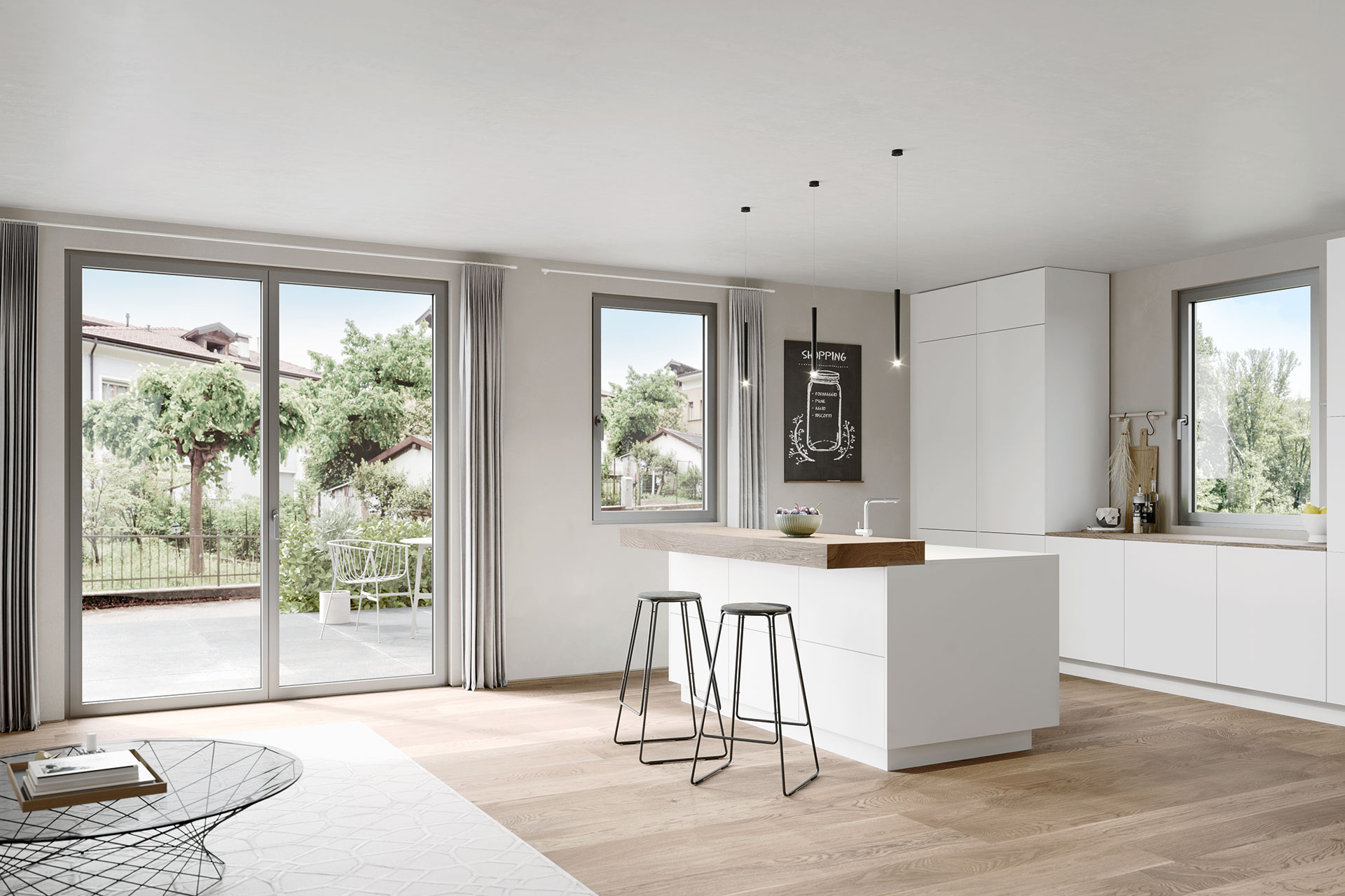 Moderne Fenster aus Aluminium