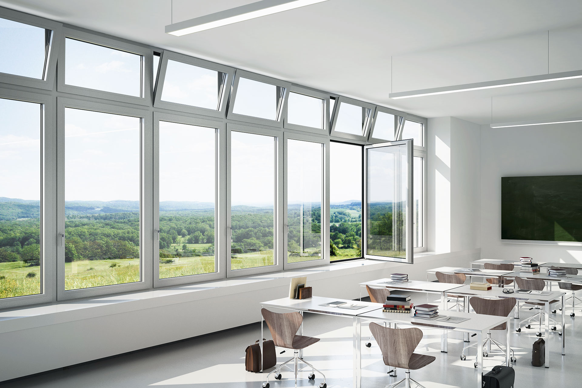 Aluminiumfenster für Schulsanierungen